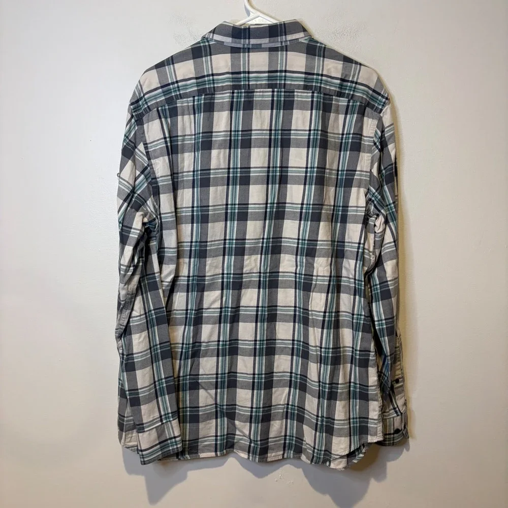 Banana Republic Lightweight Flannel Plaid‎ Button Down Shirt Mens Size L Preppy